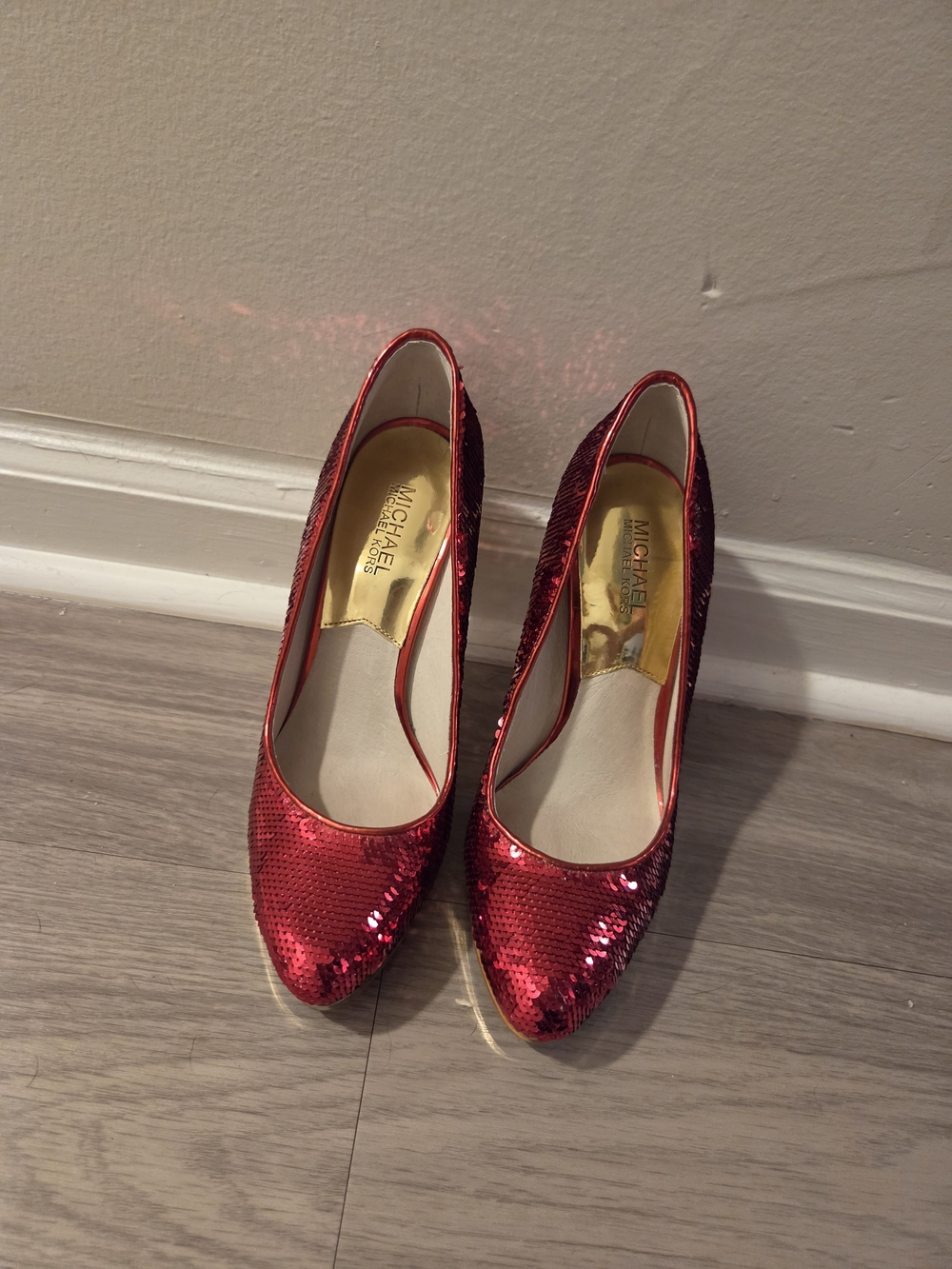 Michael Kors Red Sequin High Heels - Women's Dress Pumps